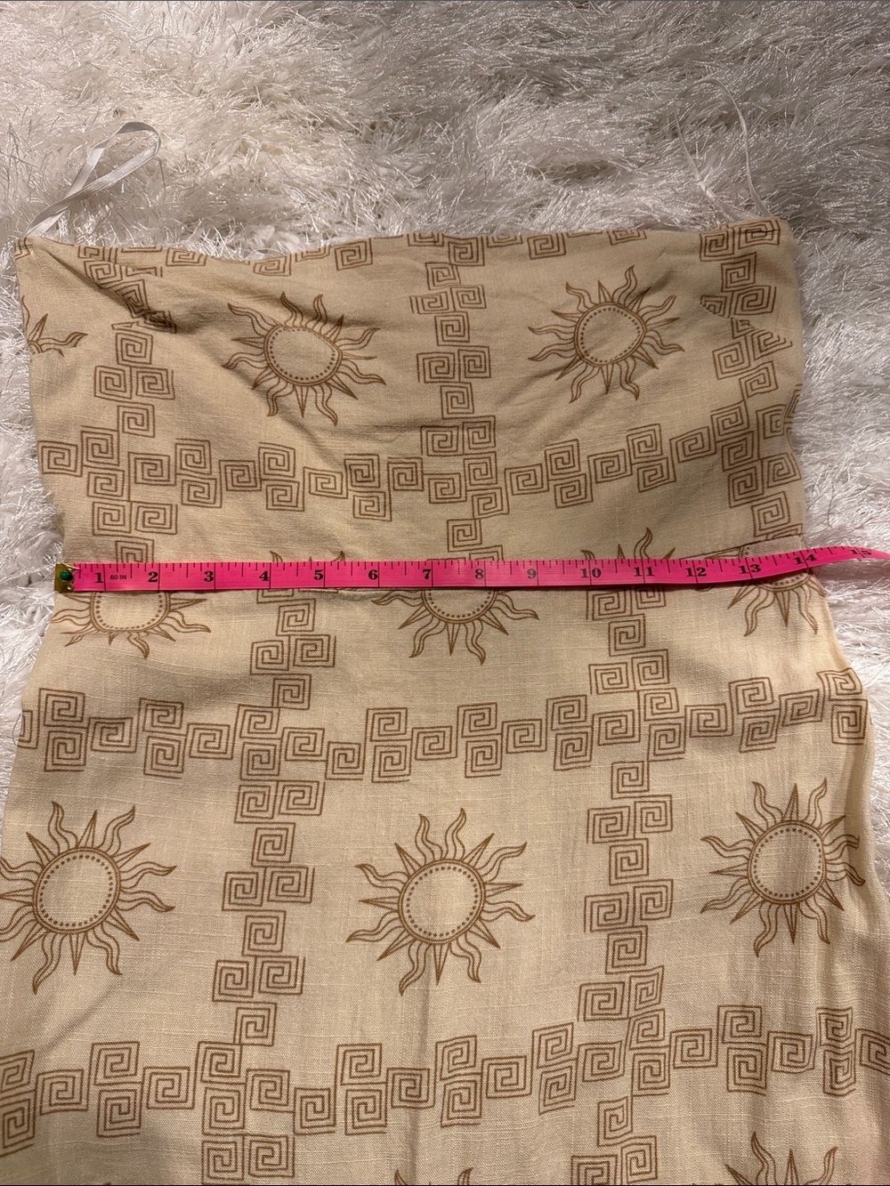 Sun-Print Strapless Summer Dress in Beige - Picture 12 of 16